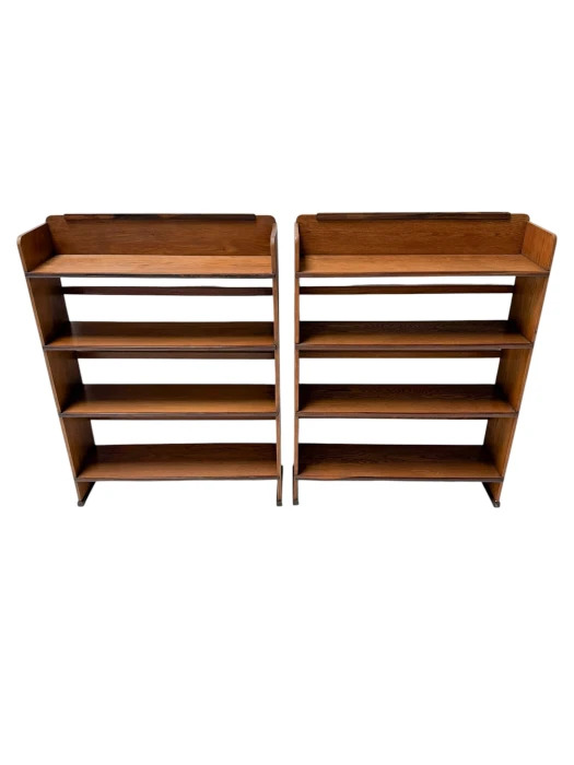 1920s Art Deco Open Bookcases by P.E.L. Izeren, Solid Oak & Ebony